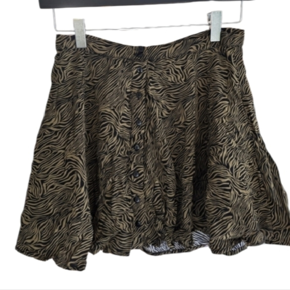 Urban Outfitters Small Flirty Mini Skirt Zebra Print Mini Skirt Skater Button Up